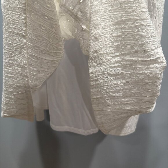 London Times Tiered Eyelet Lace Midi Dress White Size 8 Workwear Peasant NEW - Picture 4 of 11